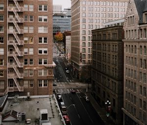 Preview wallpaper city, aerial view, buildings, road, street