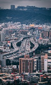 Preview wallpaper city, aerial view, buildings, roads, architecture