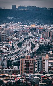 Preview wallpaper city, aerial view, buildings, roads, architecture