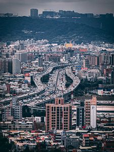 Preview wallpaper city, aerial view, buildings, roads, architecture