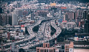 Preview wallpaper city, aerial view, buildings, roads, architecture