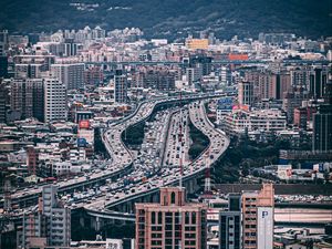 Preview wallpaper city, aerial view, buildings, roads, architecture