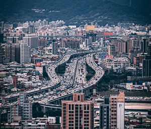 Preview wallpaper city, aerial view, buildings, roads, architecture
