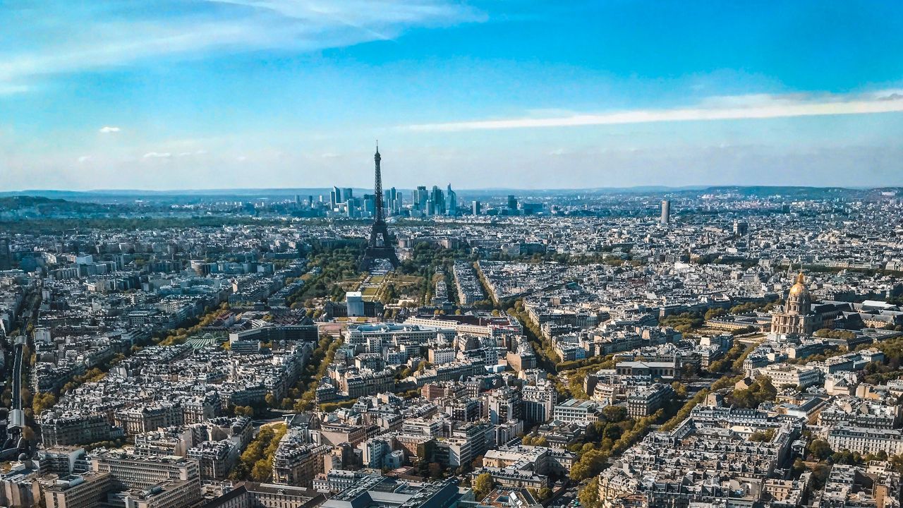 Wallpaper city, aerial view, buildings, architecture, paris, france
