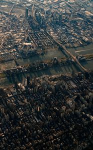 Preview wallpaper city, aerial view, buildings, river, new york, usa