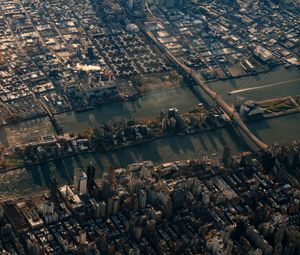 Preview wallpaper city, aerial view, buildings, river, new york, usa