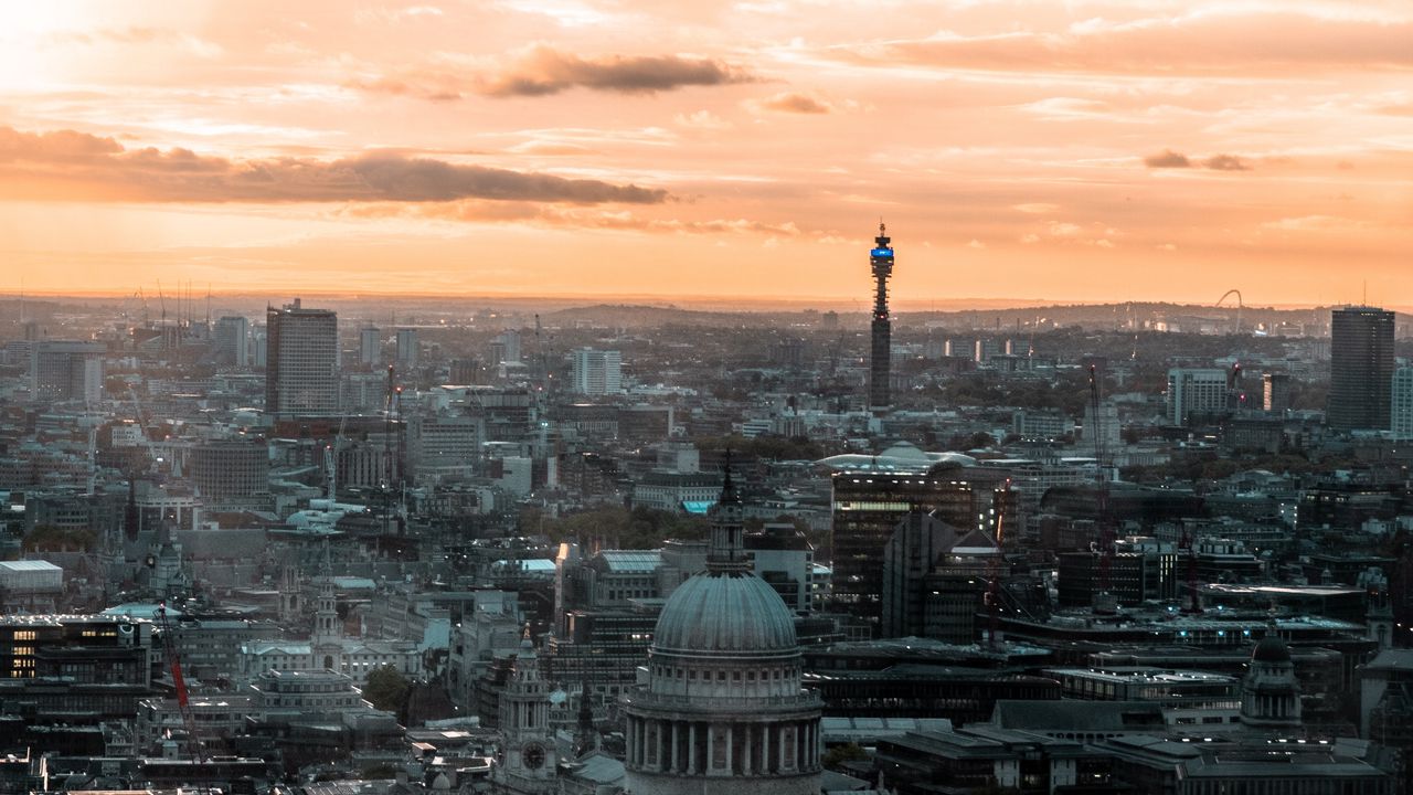 Wallpaper city, aerial view, buildings, architecture, overview, london, great britain