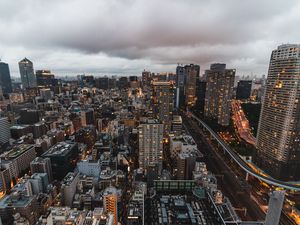 Preview wallpaper city, aerial view, buildings, metropolis, tokyo, japan