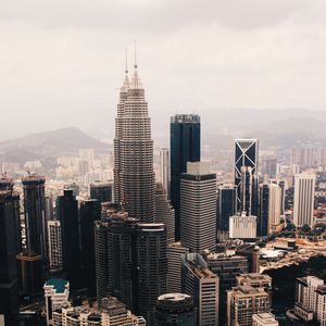 Preview wallpaper city, aerial view, buildings, architecture, kuala lumpur, malaysia