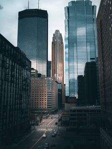 Preview wallpaper city, aerial view, buildings, skyscrapers, street, architecture