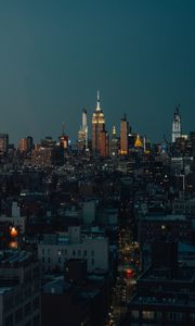 Preview wallpaper city, aerial view, buildings, architecture, metropolis, dusk