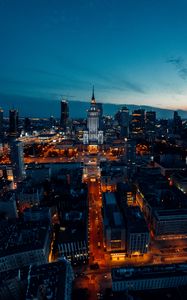 Preview wallpaper city, aerial view, buildings, night, lights