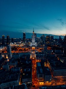 Preview wallpaper city, aerial view, buildings, night, lights