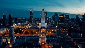 Preview wallpaper city, aerial view, buildings, night, lights