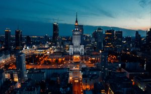 Preview wallpaper city, aerial view, buildings, night, lights