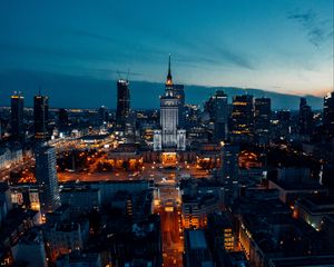 Preview wallpaper city, aerial view, buildings, night, lights