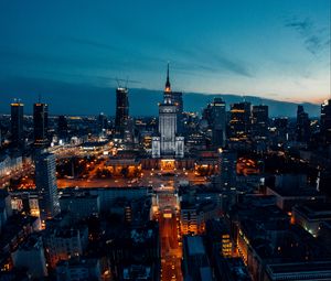 Preview wallpaper city, aerial view, buildings, night, lights