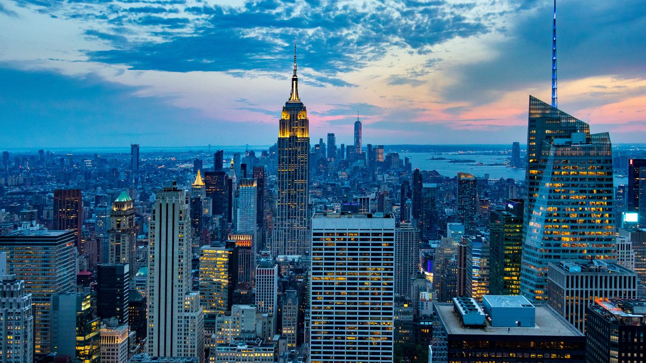 Wallpaper city, aerial view, buildings, metropolis, architecture, new york