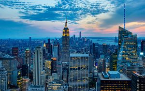 Preview wallpaper city, aerial view, buildings, metropolis, architecture, new york