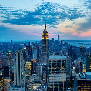 Preview wallpaper city, aerial view, buildings, metropolis, architecture, new york