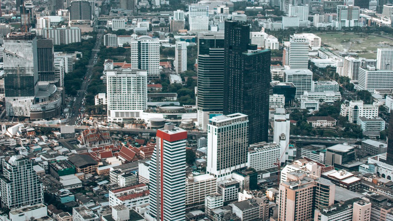 Wallpaper city, aerial view, buildings, architecture, bangkok, thailand