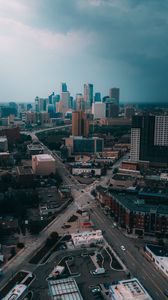 Preview wallpaper city, aerial view, buildings, road, cityscape, horizon