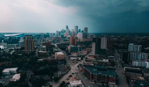 Preview wallpaper city, aerial view, buildings, road, cityscape, horizon