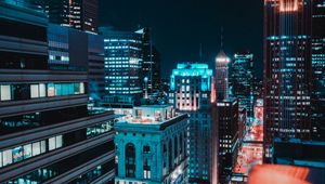 Preview wallpaper city, aerial view, buildings, lights, night