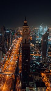 Preview wallpaper city, aerial view, buildings, metropolis, lights, night