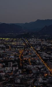 Preview wallpaper city, aerial view, buildings, mountains, grenoble, france