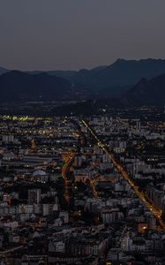 Preview wallpaper city, aerial view, buildings, mountains, grenoble, france