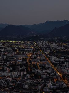 Preview wallpaper city, aerial view, buildings, mountains, grenoble, france