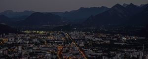 Preview wallpaper city, aerial view, buildings, mountains, grenoble, france