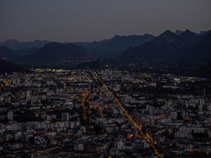 Preview wallpaper city, aerial view, buildings, mountains, grenoble, france