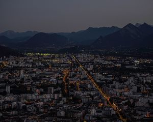 Preview wallpaper city, aerial view, buildings, mountains, grenoble, france