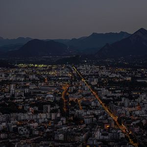 Preview wallpaper city, aerial view, buildings, mountains, grenoble, france