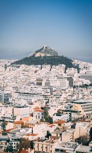 Preview wallpaper city, aerial view, buildings, mountain, athens, greece