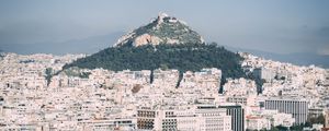 Preview wallpaper city, aerial view, buildings, mountain, athens, greece