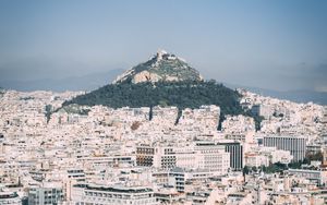 Preview wallpaper city, aerial view, buildings, mountain, athens, greece