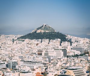 Preview wallpaper city, aerial view, buildings, mountain, athens, greece