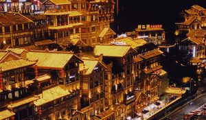 Preview wallpaper city, aerial view, buildings, architecture, road, cars