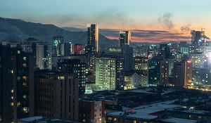 Preview wallpaper city, aerial view, buildings, cityscape, twilight