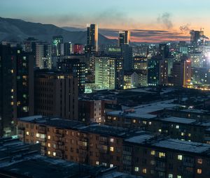 Preview wallpaper city, aerial view, buildings, cityscape, twilight