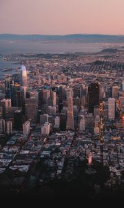 Preview wallpaper city, aerial view, buildings, twilight, cityscape