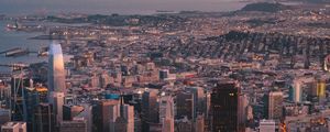 Preview wallpaper city, aerial view, buildings, twilight, cityscape