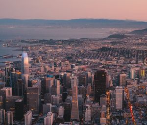 Preview wallpaper city, aerial view, buildings, twilight, cityscape