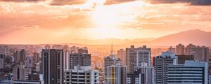 Preview wallpaper city, aerial view, buildings, sunset
