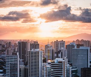 Preview wallpaper city, aerial view, buildings, sunset