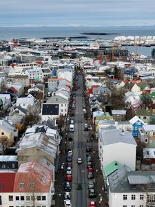 Preview wallpaper city, aerial view, buildings, road, cityscape