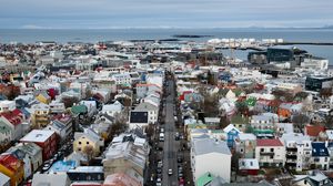 Preview wallpaper city, aerial view, buildings, road, cityscape